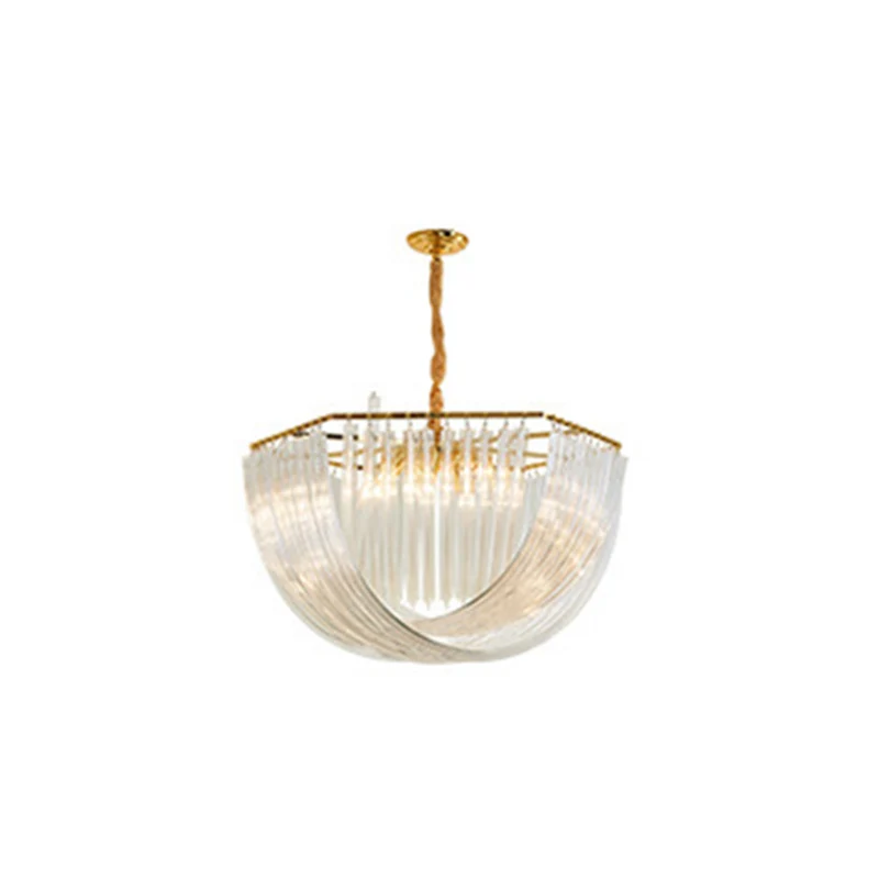 Transparante glazen gelaagde kroonluchter met kwastjes, moderne kristallen stijl woonkamer hangende hanglampen met gouden...