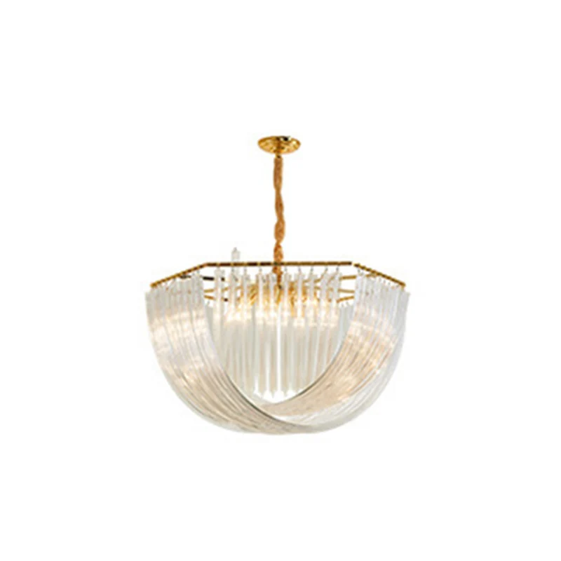 Transparante glazen gelaagde kroonluchter met kwastjes, moderne kristallen stijl woonkamer hangende hanglampen met gouden...