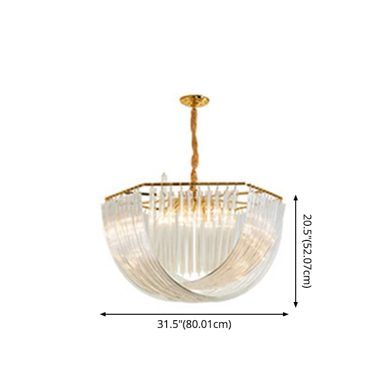 Transparante glazen gelaagde kroonluchter met kwastjes, moderne kristallen stijl woonkamer hangende hanglampen met gouden...