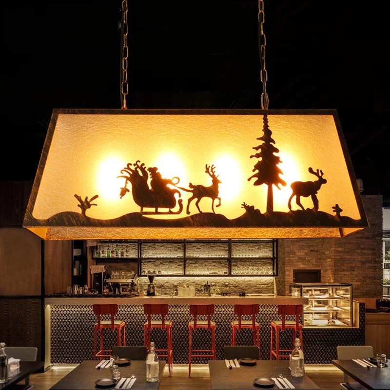 Trapeziumvormige eilandlamp van stof Traditionele 4-koppige hangende restaurantplafondlamp bruin Clearhalo