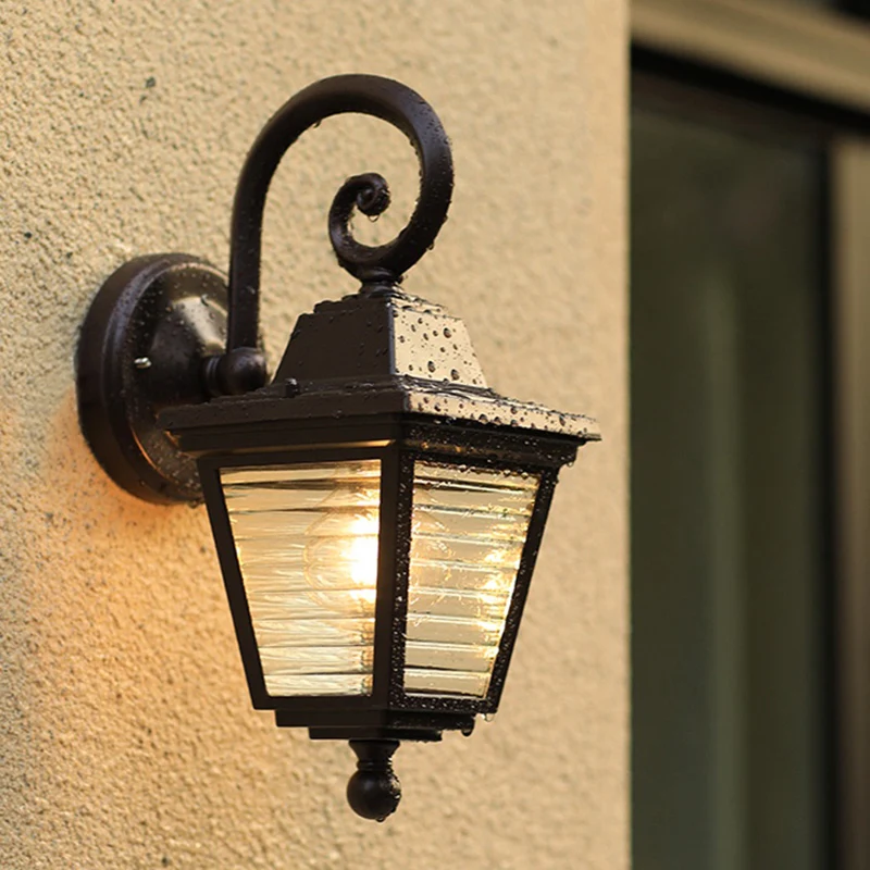 Trapeziumvormige geribbelde glazen lantaarn schans Minimalistische wandlamp met enkele poort zwart Clearhalo