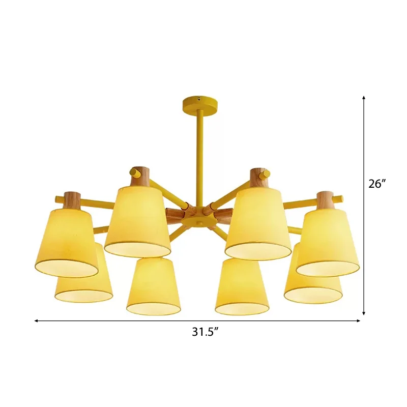 Trapeziumvormige kaphanglamp Macaron-stijl houten kroonluchter voor kleuterslaapkamer Clearhalo