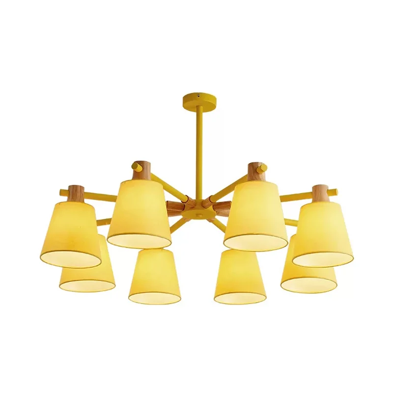 Trapeziumvormige kaphanglamp Macaron-stijl houten kroonluchter voor kleuterslaapkamer Clearhalo