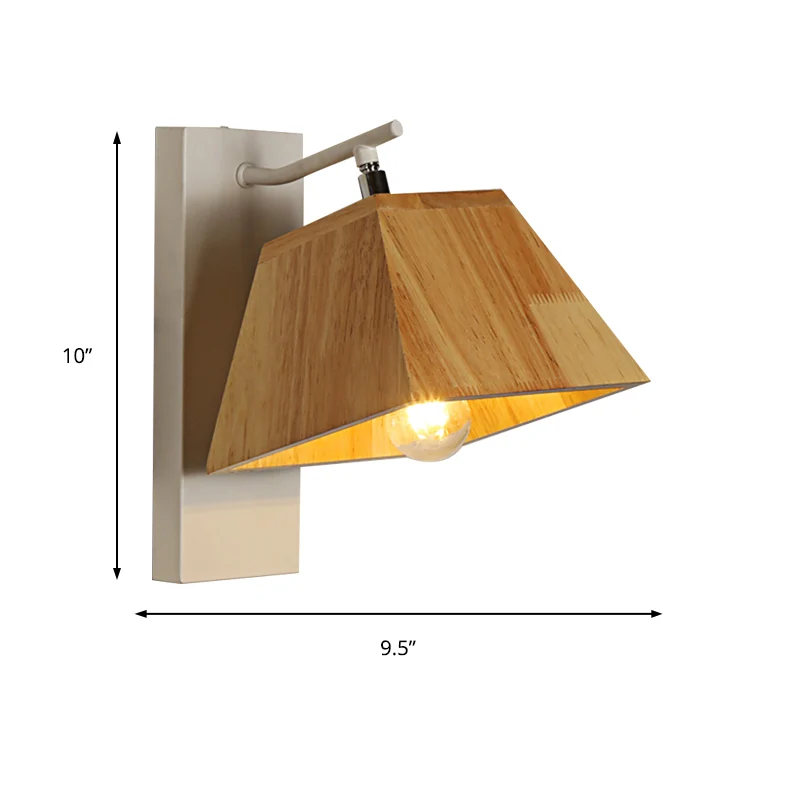 Trapeziumvormige schaduw balkon slaapkamer schans licht draaibare houten moderne wandlamp beige Clearhalo