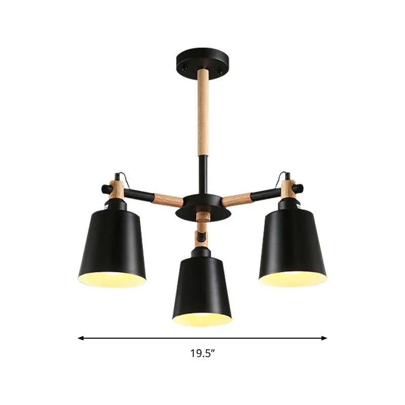 Trapeziumvormige schaduwkroonluchter Moderne metalen en houten plafondhanger voor kinderslaapkamer Clearhalo