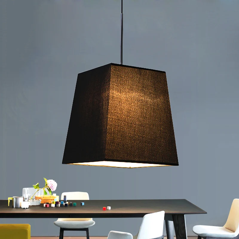 Trapeziumvormige stoffen hanglamp moderne Scandinavische stijl 1 licht wit/zwart/koffie hanglampset, 8"/11" breed Clearhalo
