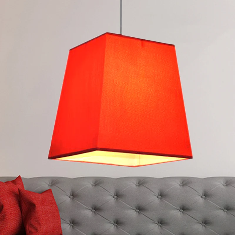 Trapeziumvormige stoffen hanglamp moderne Scandinavische stijl 1 licht wit/zwart/koffie hanglampset, 8"/11" breed Clearhalo