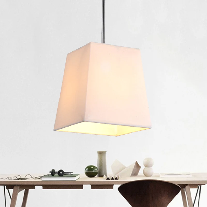 Trapeziumvormige stoffen hanglamp moderne Scandinavische stijl 1 licht wit/zwart/koffie hanglampset, 8"/11" breed Clearhalo