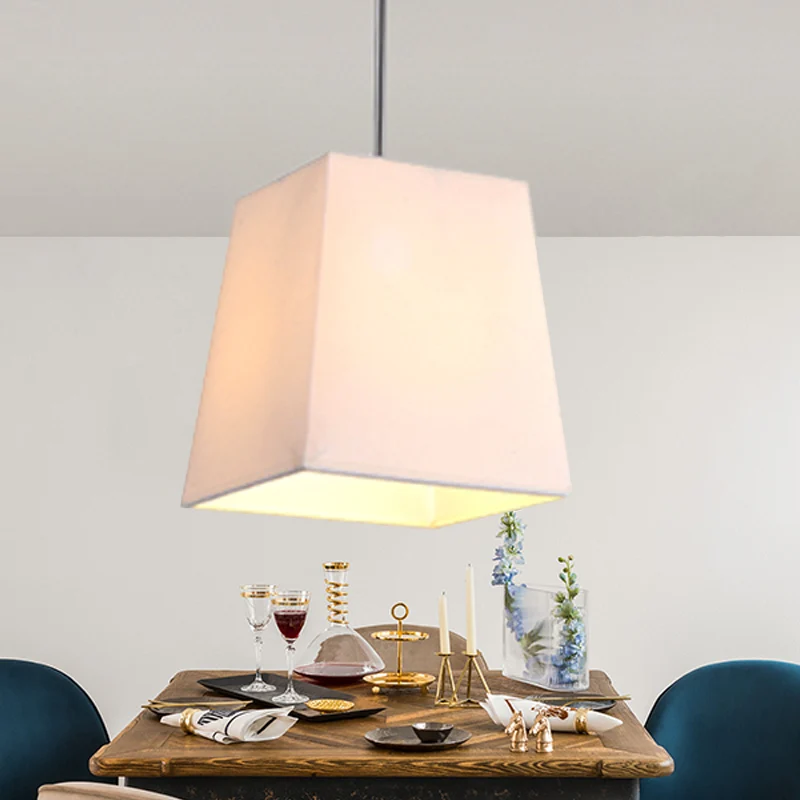 Trapeziumvormige stoffen hanglamp moderne Scandinavische stijl 1 licht wit/zwart/koffie hanglampset, 8"/11" breed Clearhalo
