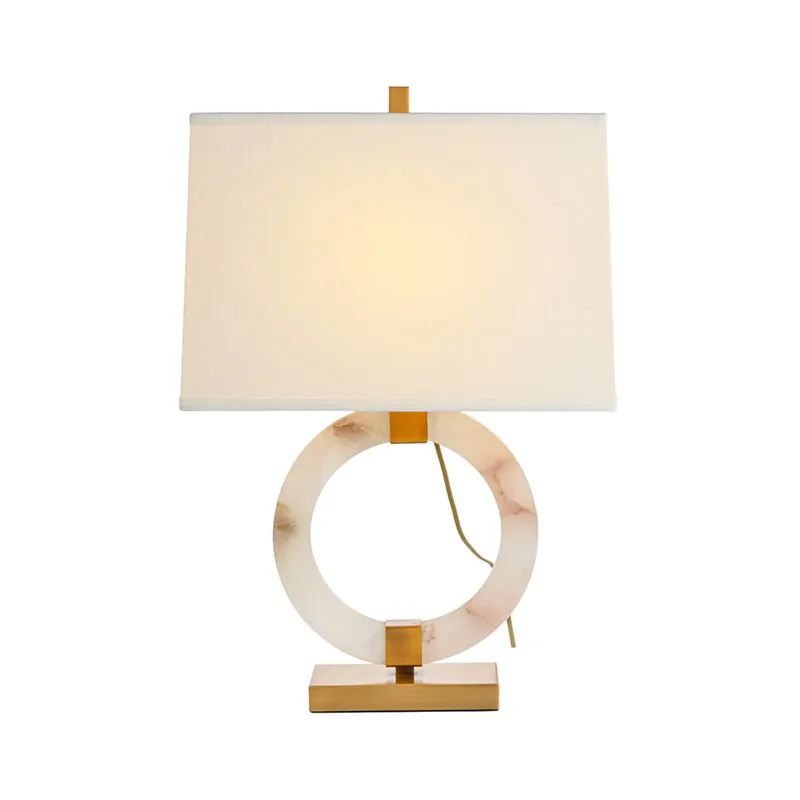 Trapeziumvormige stoffen taaklamp Modernisme 1 lamp Witte kleine bureaulamp met metalen voet Clearhalo