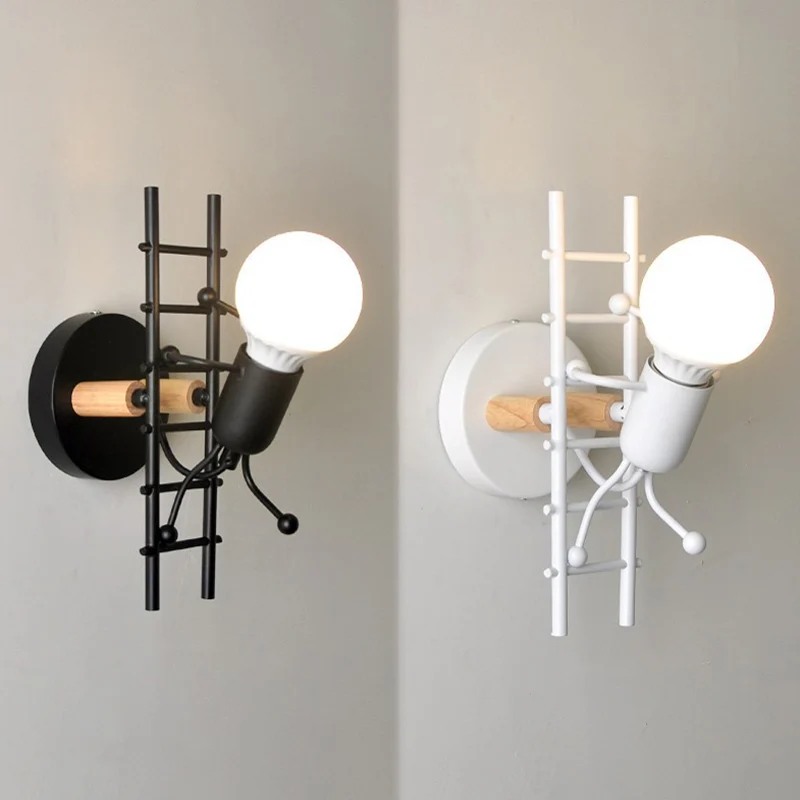 Traplopen Man Slaapkamer Wandkandelaar Ijzer 1-lichts decoratieve wandverlichtingsarmatuur Clearhalo