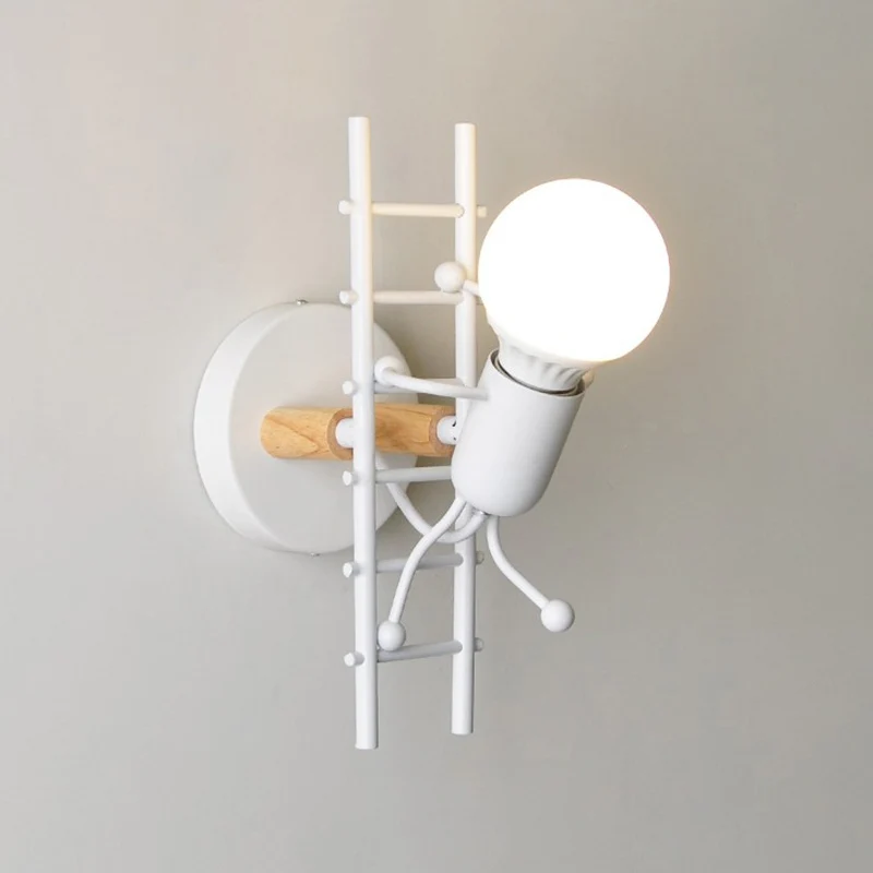 Traplopen Man Slaapkamer Wandkandelaar Ijzer 1-lichts decoratieve wandverlichtingsarmatuur Clearhalo
