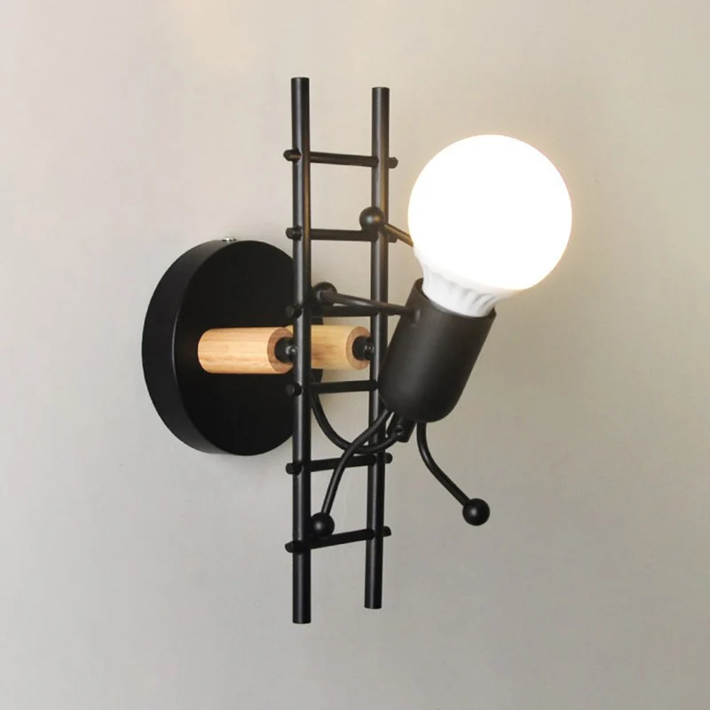 Traplopen Man Slaapkamer Wandkandelaar Ijzer 1-lichts decoratieve wandverlichtingsarmatuur Clearhalo