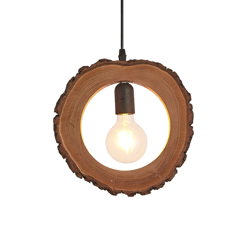 Tree Trunk Slice-plafondlamp Creatieve Scandinavische houten eetkamerhanglamp met 1 lamp Clearhalo