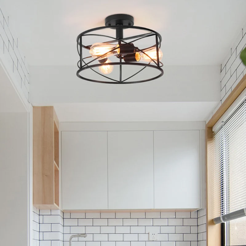 Trellis Cage Inbouw plafondlamp Retro industriële stijl Metalen plafondinbouw voor woonkamer Clearhalo