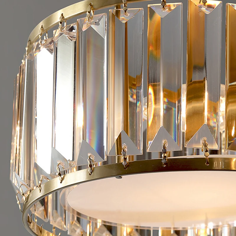 Tri-Prism Crystal Round Inbouwverlichting Minimalistische gouden semi-inbouwplafondlamp Clearhalo