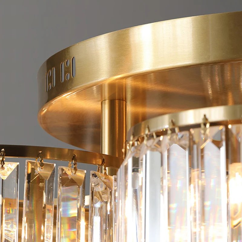 Tri-Prism Crystal Round Inbouwverlichting Minimalistische gouden semi-inbouwplafondlamp Clearhalo