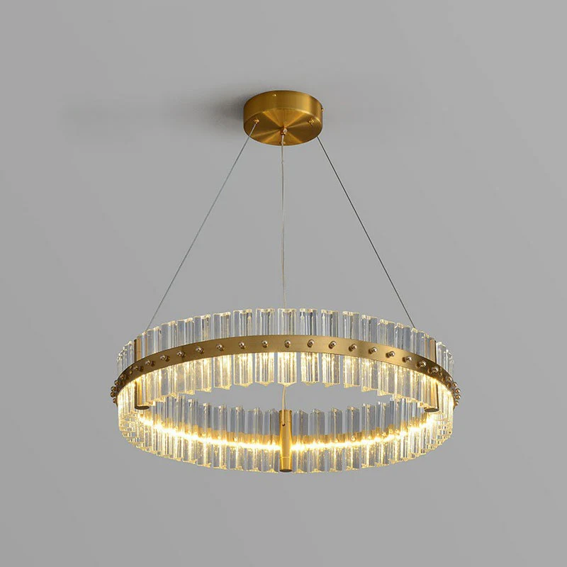 Tri-Prism Kristallen Ringkroonluchter Verlichting Minimalistische LED-hanglamp goud voor slaapkamer Clearhalo