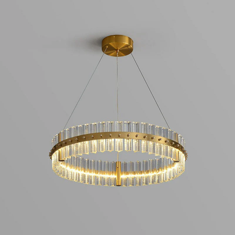 Tri-Prism Kristallen Ringkroonluchter Verlichting Minimalistische LED-hanglamp goud voor slaapkamer Clearhalo