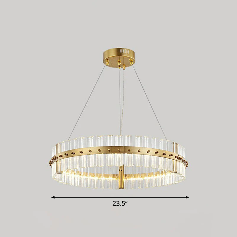 Tri-Prism Kristallen Ringkroonluchter Verlichting Minimalistische LED-hanglamp goud voor slaapkamer Clearhalo