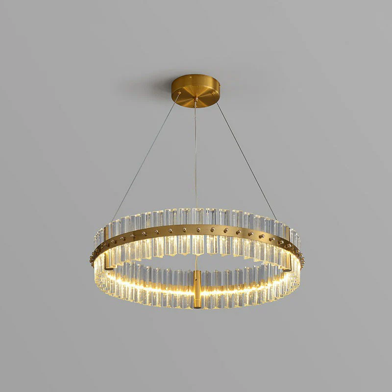 Tri-Prism Kristallen Ringkroonluchter Verlichting Minimalistische LED-hanglamp goud voor slaapkamer Clearhalo