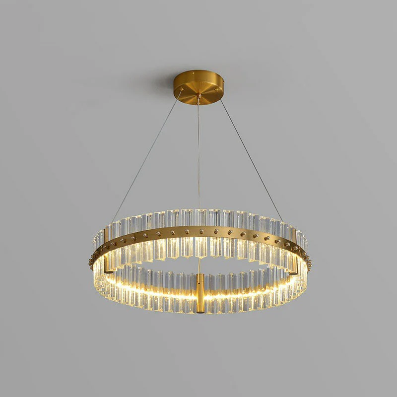 Tri-Prism Kristallen Ringkroonluchter Verlichting Minimalistische LED-hanglamp goud voor slaapkamer Clearhalo