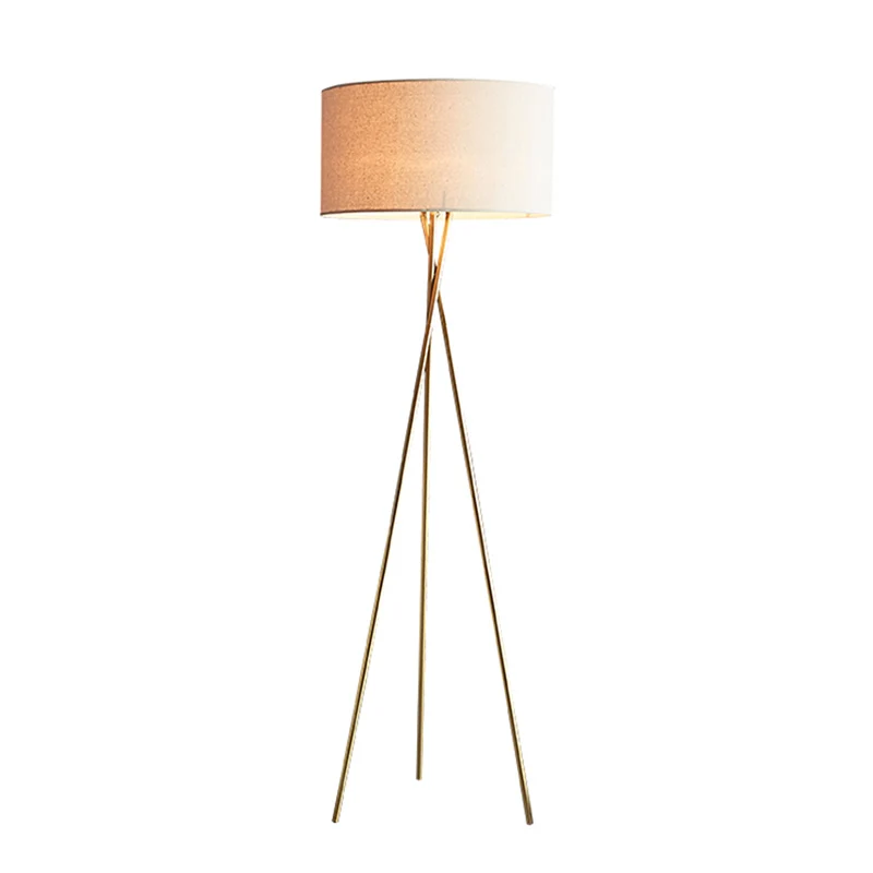 Trommelvormige stoffen vloerverlichting Minimalisme Enkele staande vloerlamp met metalen statief Clearhalo