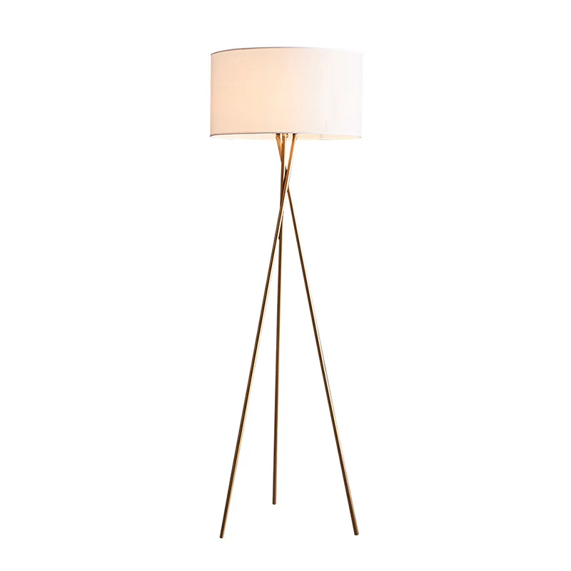 Trommelvormige stoffen vloerverlichting Minimalisme Enkele staande vloerlamp met metalen statief Clearhalo