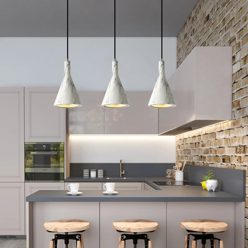 Trompet Hangende Plafondlamp Nordic Cement 1 Licht Zwart/Wit/Bruin Hanglamp Clearhalo