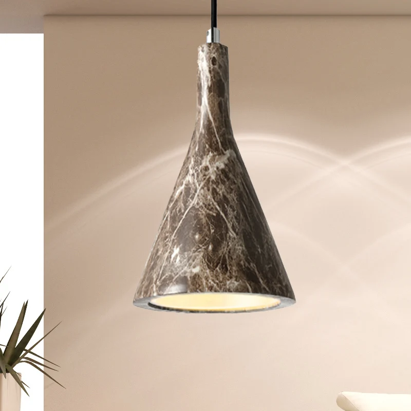 Trompet Hangende Plafondlamp Nordic Cement 1 Licht Zwart/Wit/Bruin Hanglamp Clearhalo