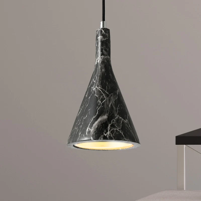 Trompet Hangende Plafondlamp Nordic Cement 1 Licht Zwart/Wit/Bruin Hanglamp Clearhalo