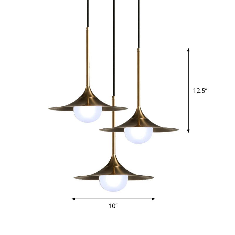 Trompet hanglamp met glazen kap Eigentijdse metalen enkele kop Messing hanglamp voor gang Clearhalo