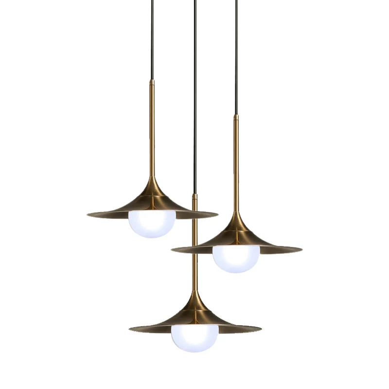 Trompet hanglamp met glazen kap Eigentijdse metalen enkele kop Messing hanglamp voor gang Clearhalo