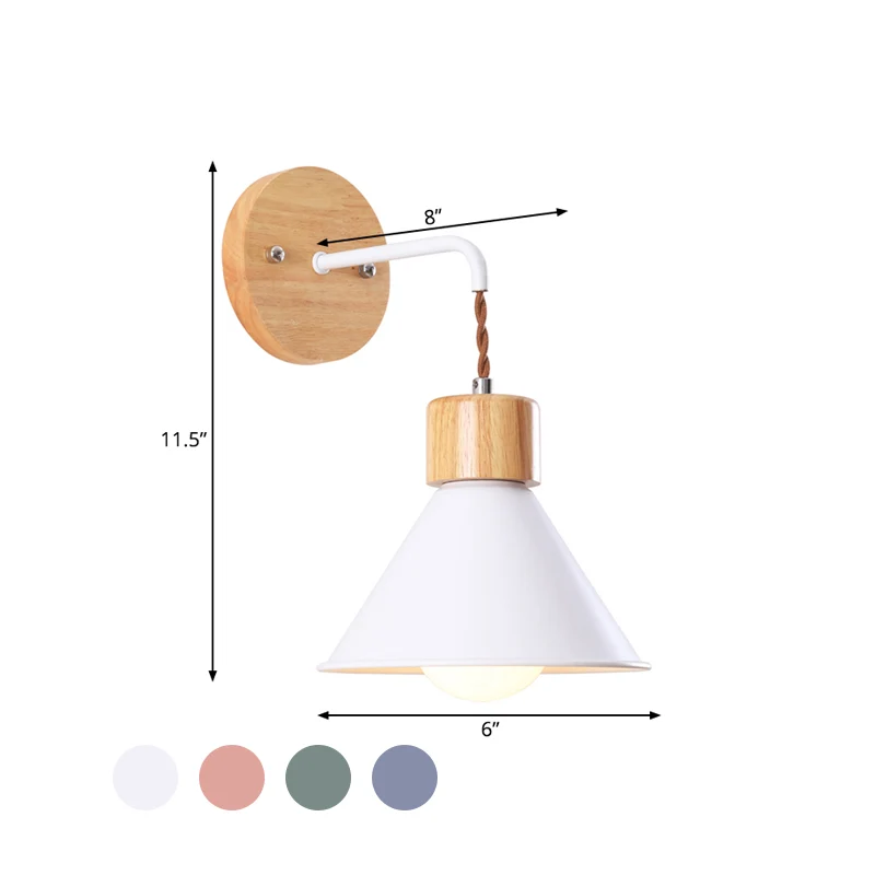 Trompet Metalen Schans Modernisme 1 Kop Grijs/Wit/Roze Wandmontage Lichtarmatuur voor Nachtkastje Clearhalo