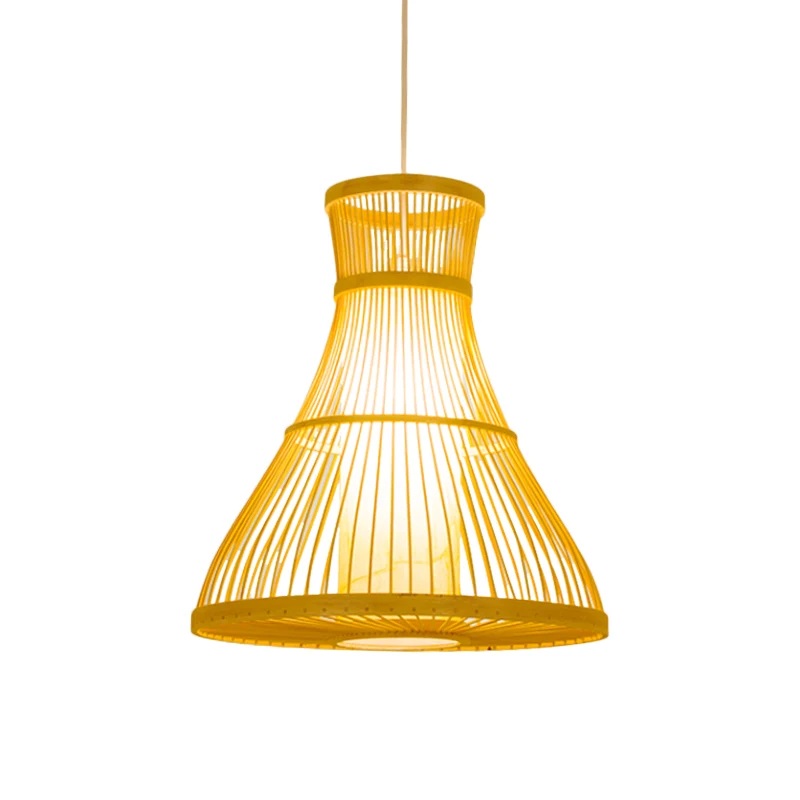Trompet Plafondlamp Modernisme Bamboe 1 Lamp 12"/16" Brede Houten Hanglamp Clearhalo