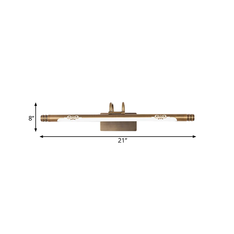 Tube badkamermeubellamp Klassiek metaal LED brons/messing schanslamp wit/warm licht, 21"/26"/29" W Clearhalo