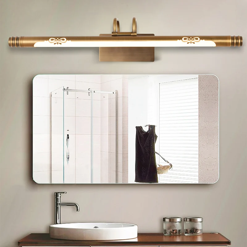Tube badkamermeubellamp Klassiek metaal LED brons/messing schanslamp wit/warm licht, 21"/26"/29" W Clearhalo