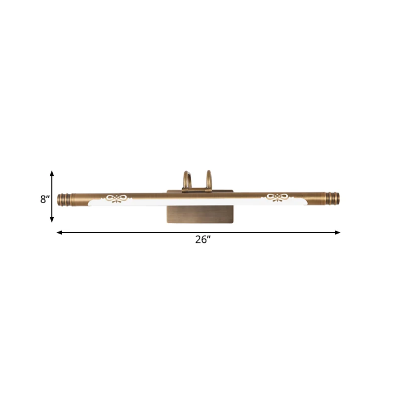 Tube badkamermeubellamp Klassiek metaal LED brons/messing schanslamp wit/warm licht, 21"/26"/29" W Clearhalo