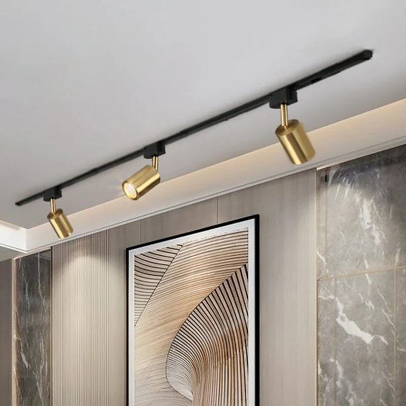 Tube LED-spotrailverlichting Postmodern metaal Zwart en goud halfverzonken plafondlamp Clearhalo
