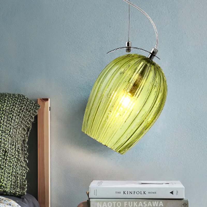Tulp Hanglamp Modernistisch Helder/Amber/Rook Prismatisch Glas 1 Licht Slaapkamer Hanglamp Armatuur Clearhalo