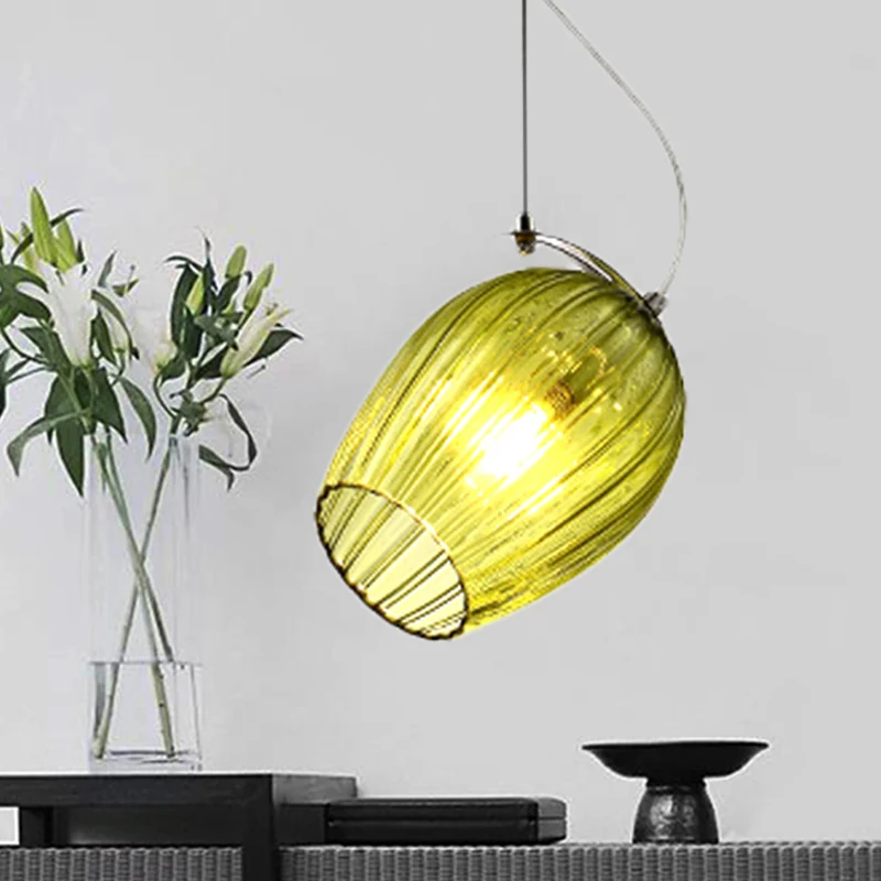 Tulp Hanglamp Modernistisch Helder/Amber/Rook Prismatisch Glas 1 Licht Slaapkamer Hanglamp Armatuur Clearhalo