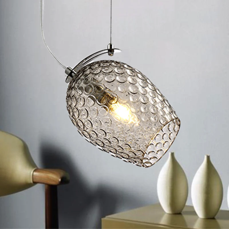 Tulp Hanglamp Modernistisch Helder/Amber/Rook Prismatisch Glas 1 Licht Slaapkamer Hanglamp Armatuur Clearhalo