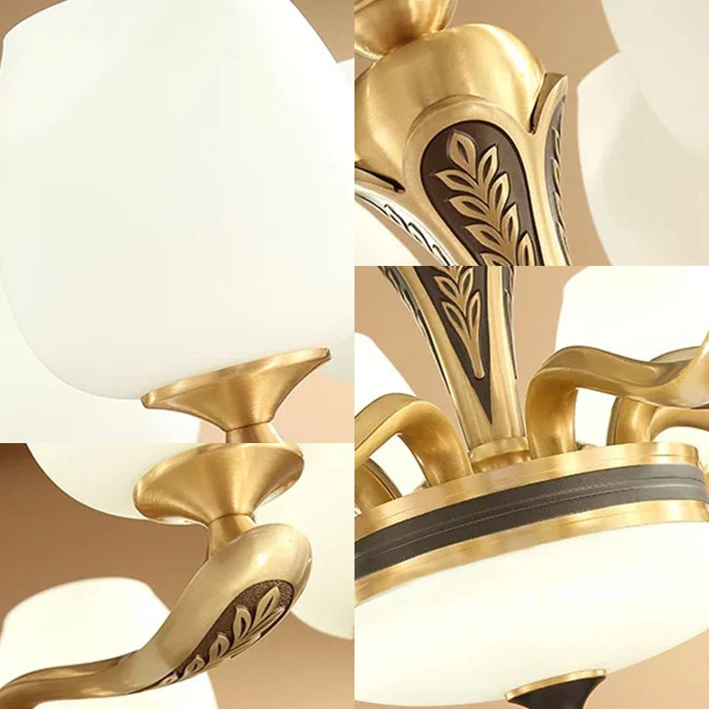 Tulp Wit Glazen Hangende Kroonluchter Eigentijdse Gouden Ophanging Hanglamp voor Woonkamer Clearhalo