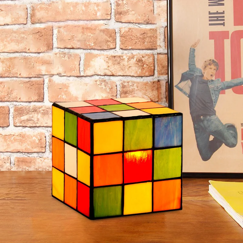 Tweakcube nachtkastjelamp barok geslepen glas 1 kop rood-geel-blauw nachtverlichting voor slaapkamer Clearhalo