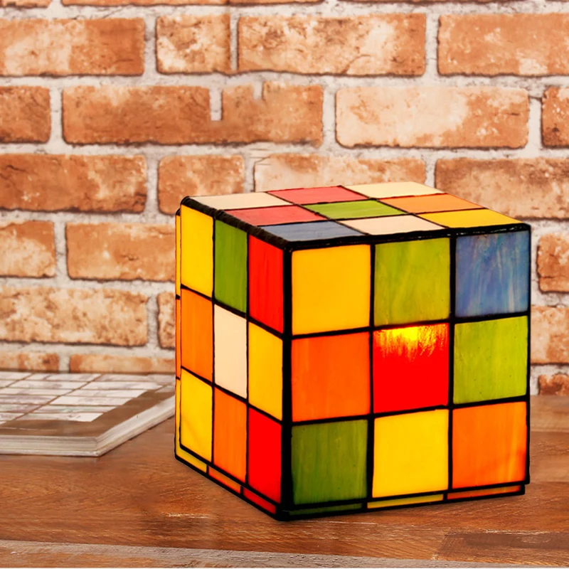 Tweakcube nachtkastjelamp barok geslepen glas 1 kop rood-geel-blauw nachtverlichting voor slaapkamer Clearhalo
