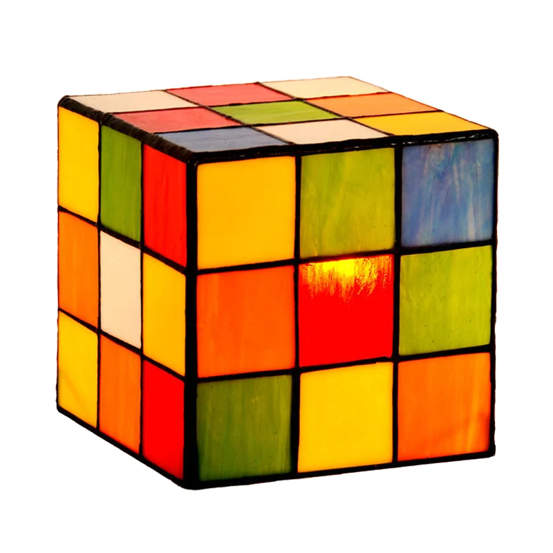 Tweakcube nachtkastjelamp barok geslepen glas 1 kop rood-geel-blauw nachtverlichting voor slaapkamer Clearhalo