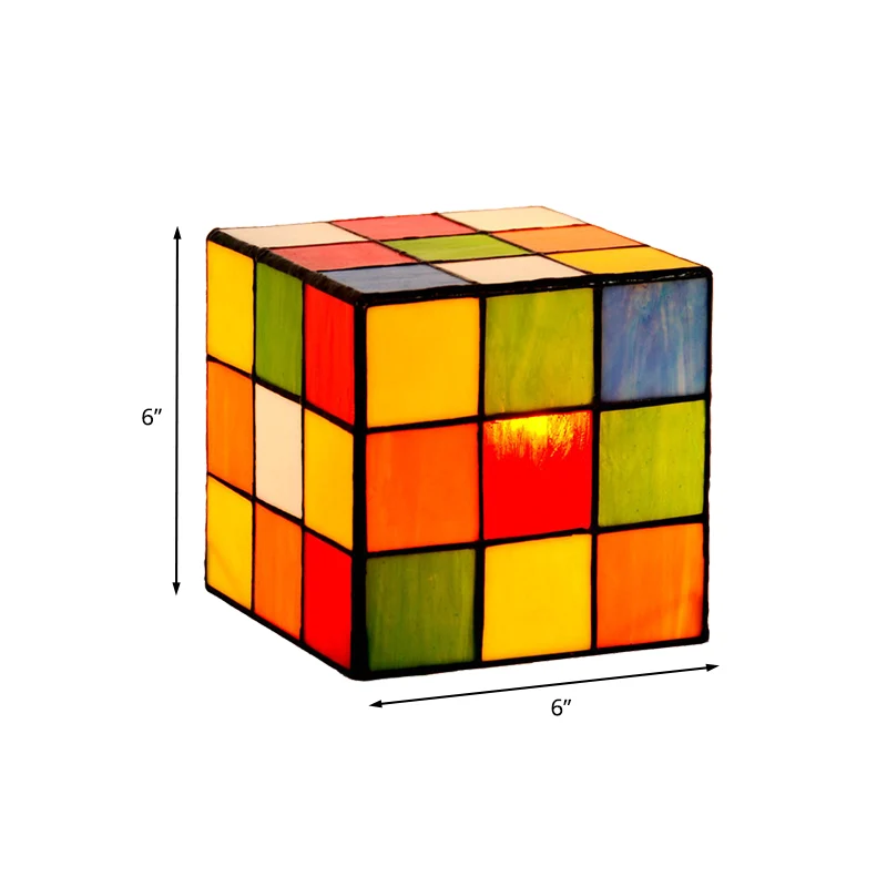 Tweakcube nachtkastjelamp barok geslepen glas 1 kop rood-geel-blauw nachtverlichting voor slaapkamer Clearhalo