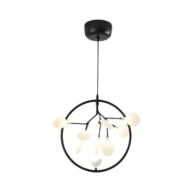 Twig Balkon Hanglamp met Vogel Deco Glas Metaal Moderne Stijlvolle Kroonluchter Clearhalo