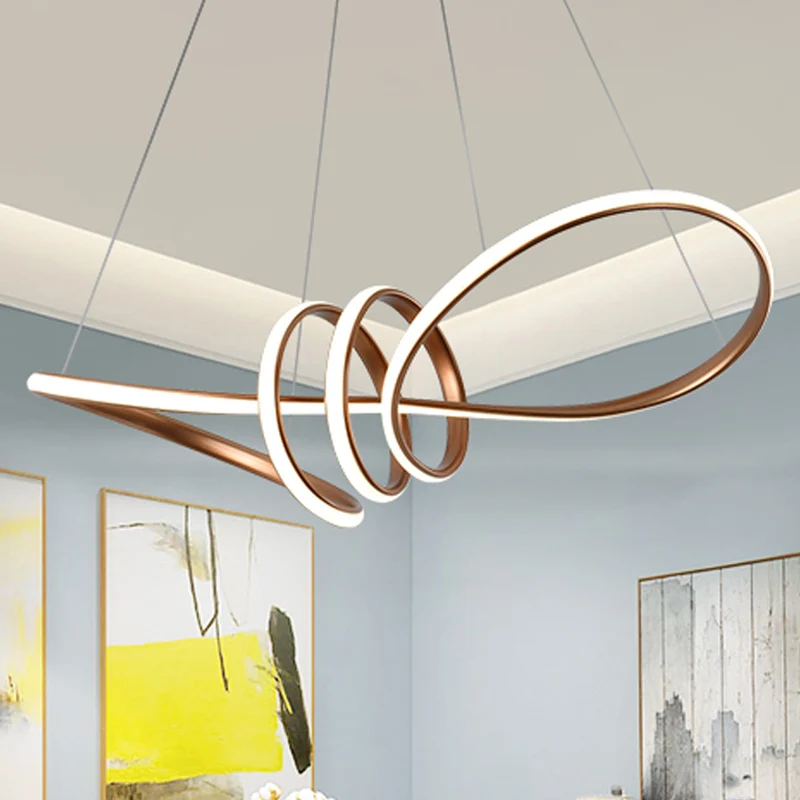 Twist Bar Eetkamerkroonluchter Metaal LED Post Moderne snoerhanglamp bruin Clearhalo