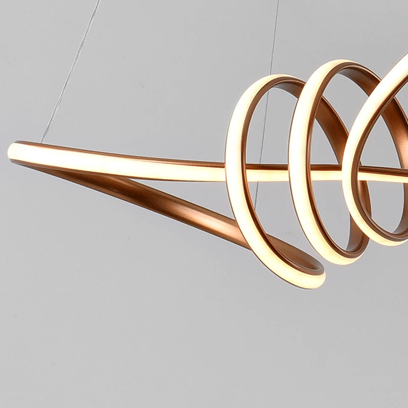 Twist Bar Eetkamerkroonluchter Metaal LED Post Moderne snoerhanglamp bruin Clearhalo